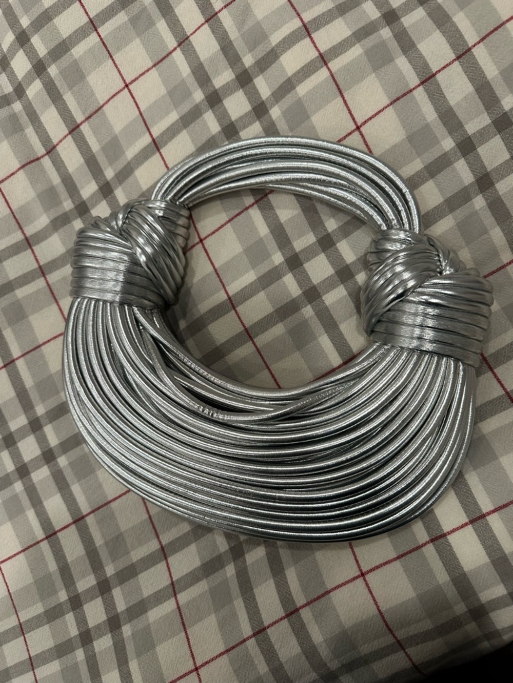 Metallic Silver Knot Handle Shoulder Bag - Picture 4 of 15